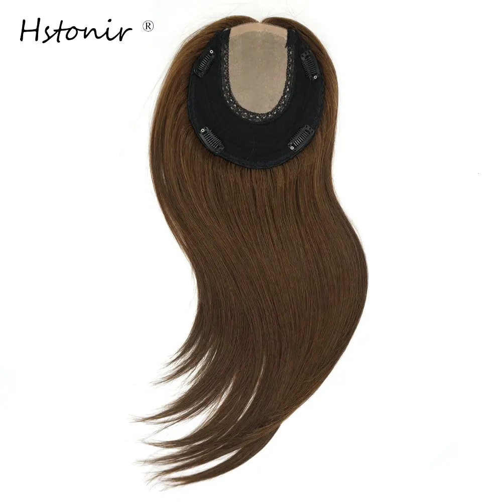 

Hstonir Human Natural Hairpiece Women Topper Hair Clips For Hair Toupee Women Hair Replacement System European Remy Hair TP26