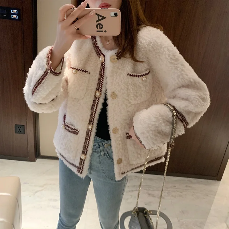 

New Women's Loose Sheep Lamb Coat Female Spring And Autumn And Winter Korean Version Of The Fur In A Small Fragrant Wind Lamb
