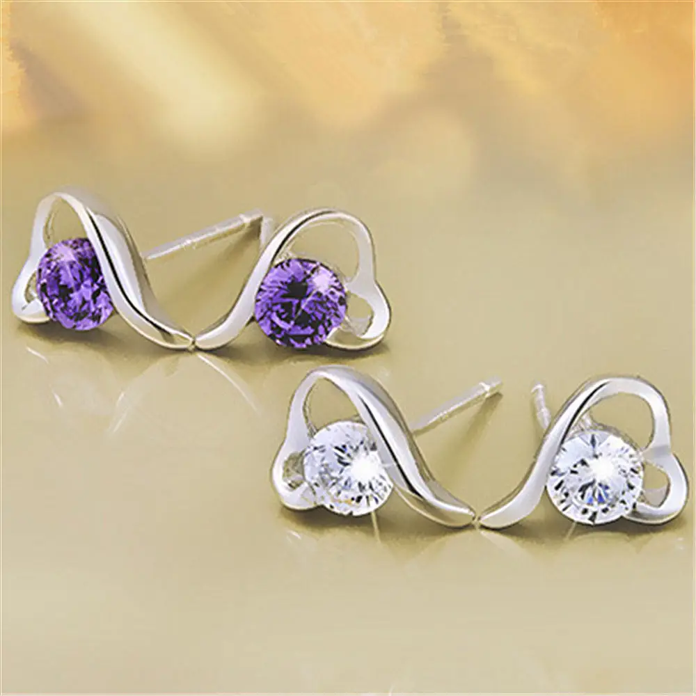 Корейские очаровательные серьги в виде сердечек из циркония | Украшения и