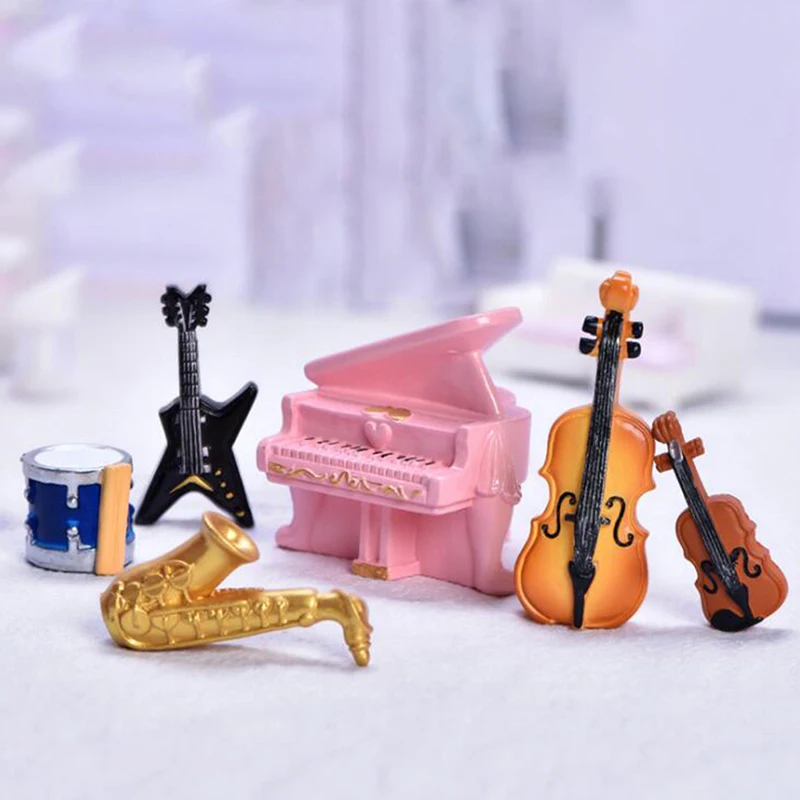 

Creative Varied Miniature Music Instrument Resin Mini Violin Dollhouse Decorative Ornaments Crafts DIY Home Music House Bar