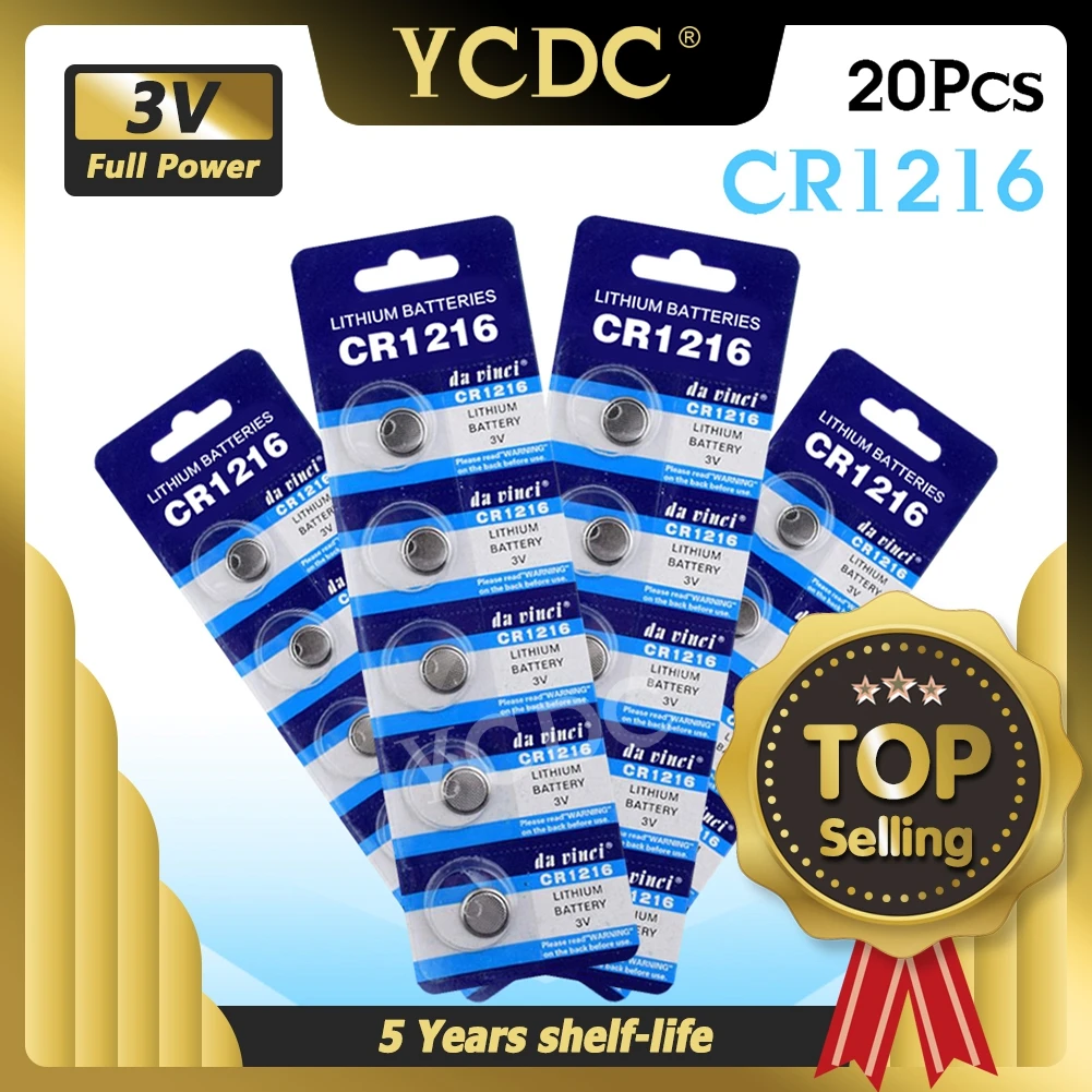 YCDC 20 шт. 3 вольт CR1216 батарея одно использование литий ионные аккумуляторы 1216 DL1216
