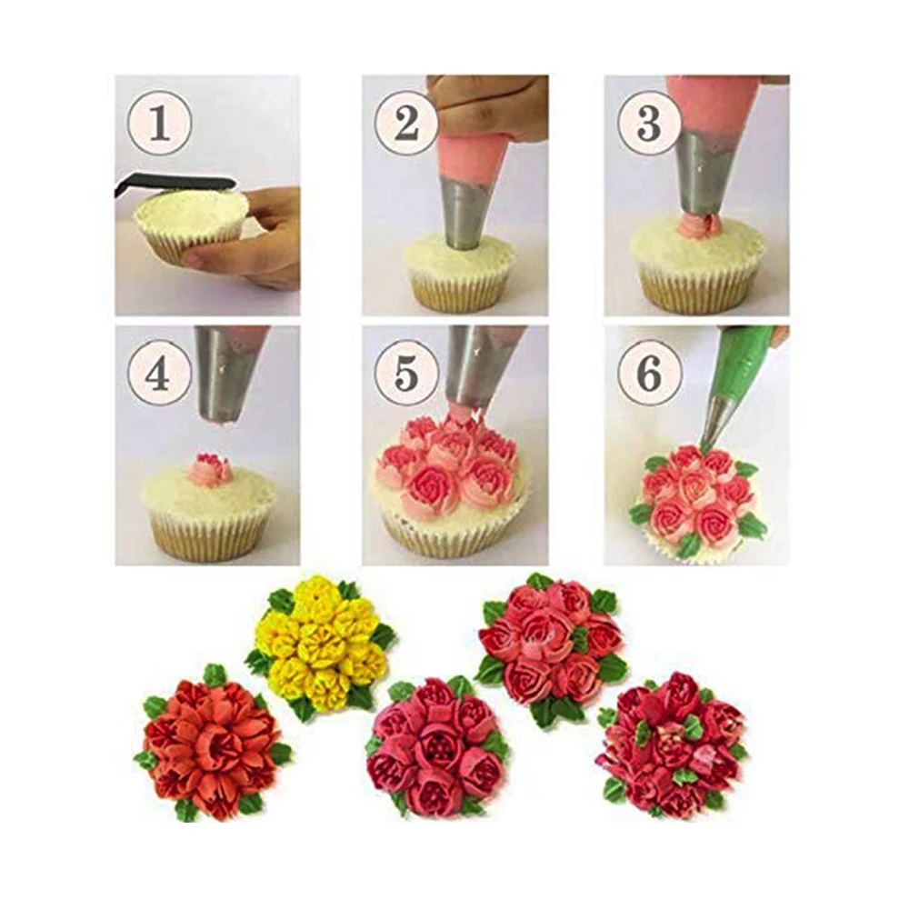 

15pcs/set Russian Tulip Icing Piping Nozzles Stainless Steel Flower Cream Pastry Tips Nozzles Bag Cupcake Cake Decorating Tools