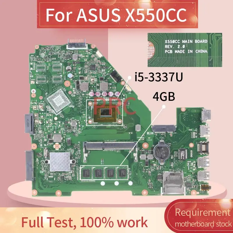 REV: 2,0 для ASUS X550CC i5-3337U материнская плата для ноутбука SR0XL DDR3 Материнская плата для ноутбука REV: 2,0 для ASUS X550CC i5-3337U материнская плата для ноутбука SR0XL DDR3 Материнская плата для ноутбука