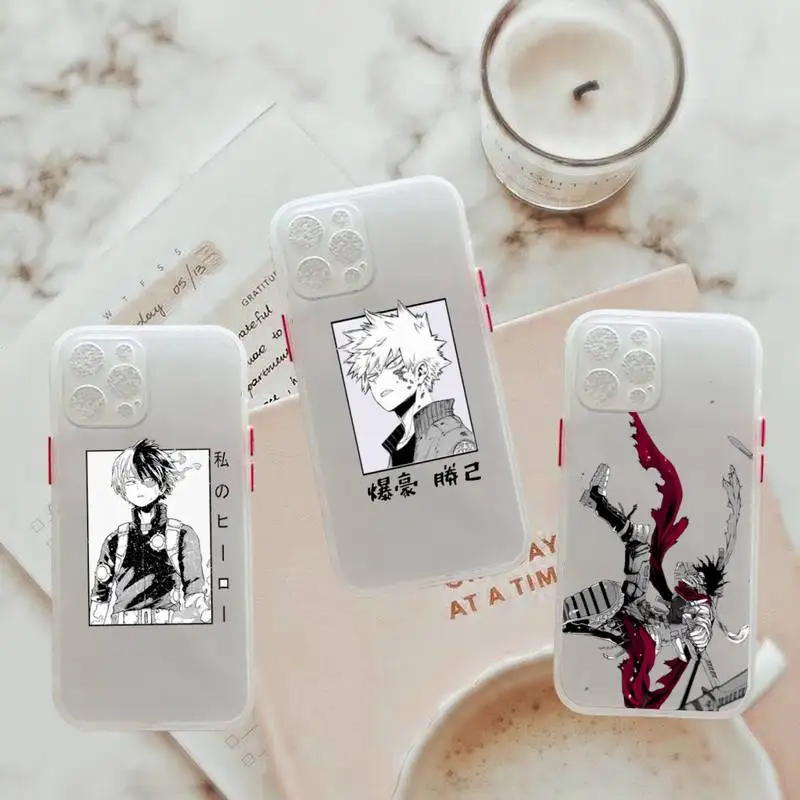 

My Hero Academia Shoto Todorok Phone Case For iPhone 12 11 Mini Pro XR XS Max 7 8 Plus X Matte transparent White Cover
