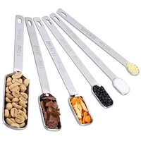 square measuring spoon with scale heavy duty stainless steel metal for kitchen baking milk coffee tea dry or liquid set of 6