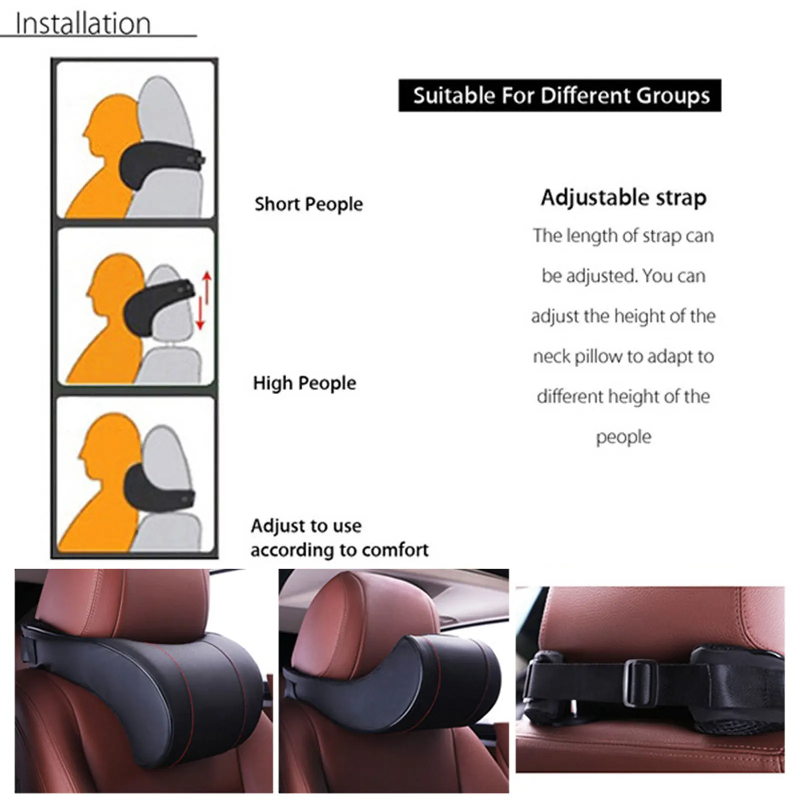 

PU Leather Car Pillow Memory Foam Pillow Neck Rest Headrest Pillow Pad High Quality Neck Guard Seat Cushion Headrest