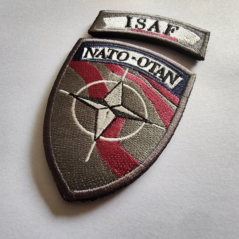 Повязка на руку NATO Alliance ISAF Вышивка Липучка нашивки наклейки армейский веер