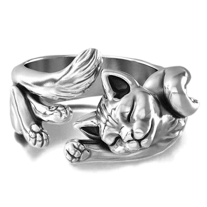 Винтажное кольцо на палец в стиле унисекс со спящими кошками ювелирное изделие