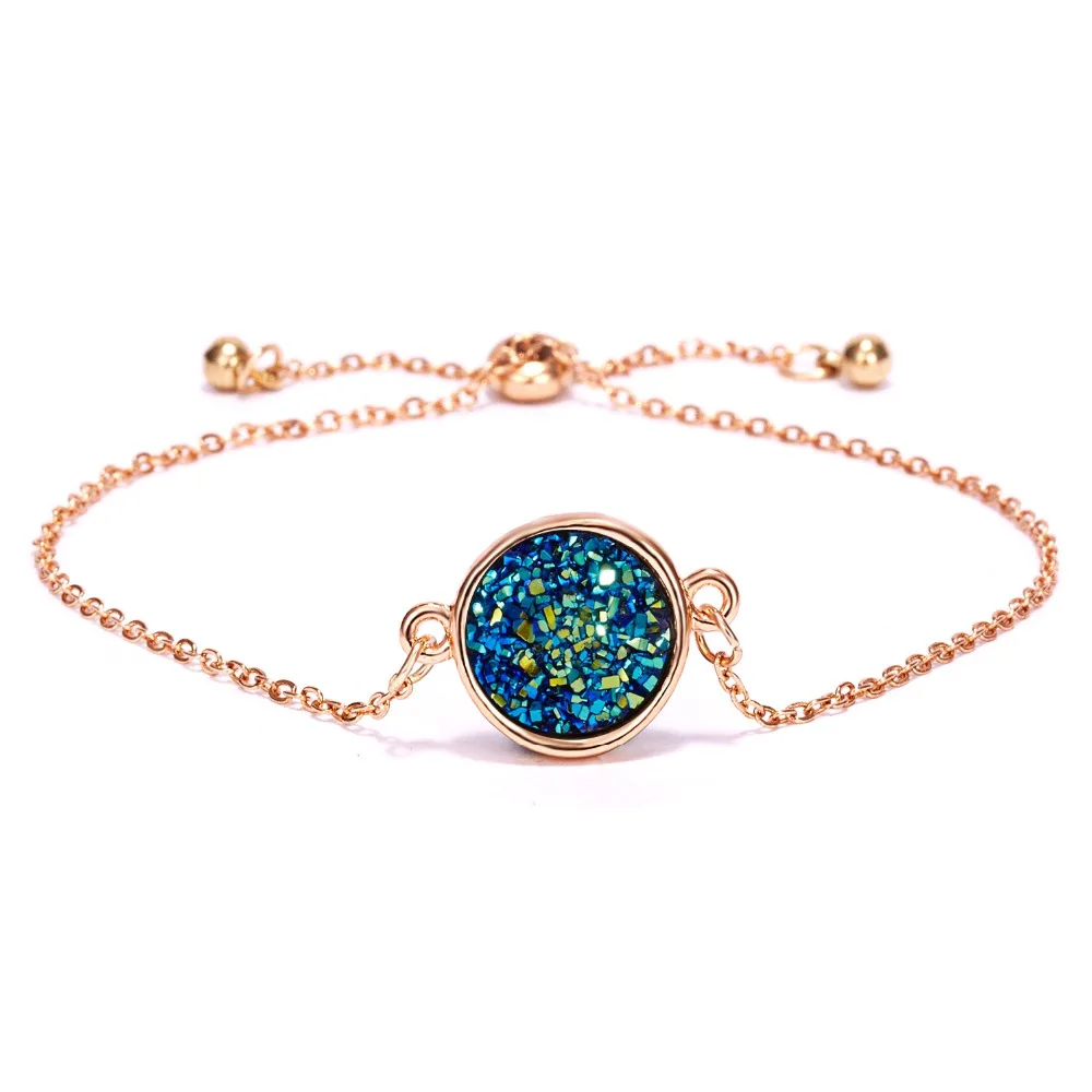 Rinhoo Кристальный браслет Простой Круглый кластерный браслет для женщин Bling натуральный камень браслет ювелирные изделия вечерние аксессуары