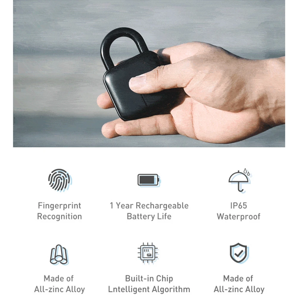 

Smart Keyless Multifunctional Waterproof USB Rechargeable Warehouse Door Durable Fingerprint Padlock Anti Theft RV Trailer