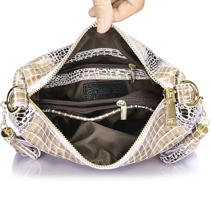 Realer брендовая натуральная кожа женские сумки с узором крокодиловая клапаном