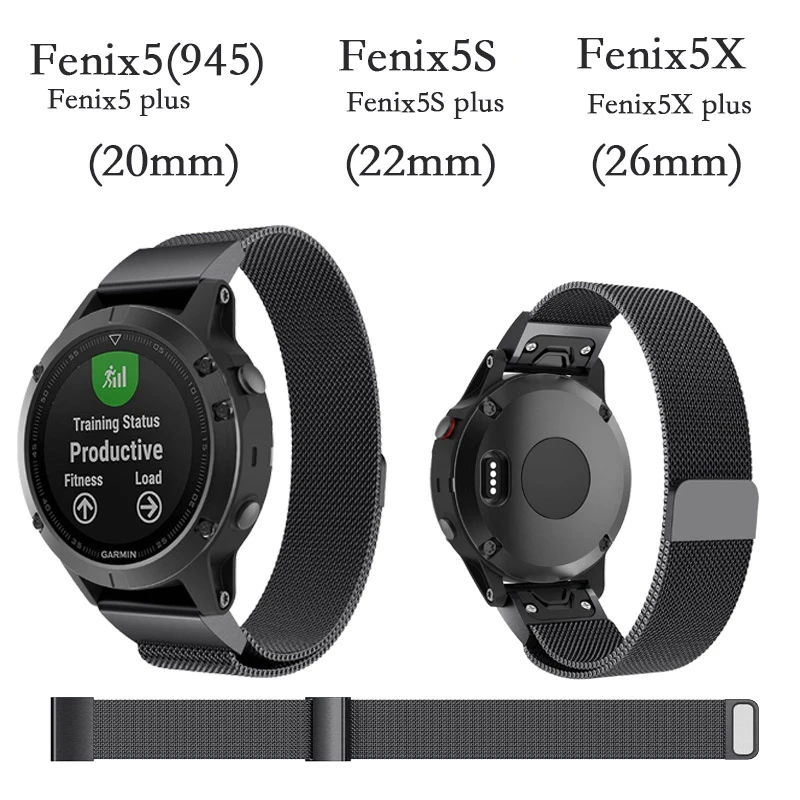 

26 22 20mm Metal Band For Garmin Fenix 6S 6X 6 Pro Fenix 5X 5 5S 3HR MILANESE Loop Straps Quick Release Stainless Steel Bracelet