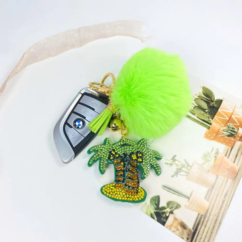 

New Rhinestone Flannel Keychain Small Gift Pendant Cartoon Character Marine Animal Shape Tassel Bell Accessories