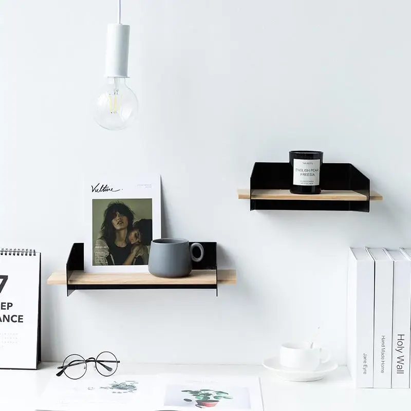 Деревянный стеллаж в скандинавском стиле для гостиной спальни кухни настенная