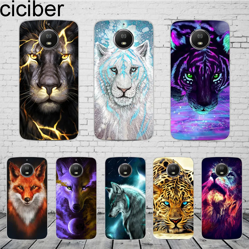 Силиконовый чехол из ТПУ ciciber Animal Lion Tiger для Motorola Moto C Z2 Z3 ONE P30 G4 G5 G5S G6 E3 E4 E5 Play Plus Power M