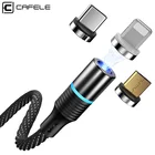 Магнитный USB-кабель CAFELE QC3.0, светодиодный кабель Micro USB Type-C для iPhone, кабели для быстрой зарядки 3 А для Huawei, Samsung, Xiaomi, Oneplus