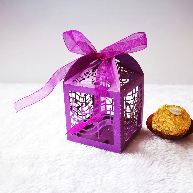 100pcs Laser Cut Musical Notes Candy Boxes Sweets Favor Gift Box With Ribbon For Teachers' Day Birthday Easter Party Decoration | Дом и