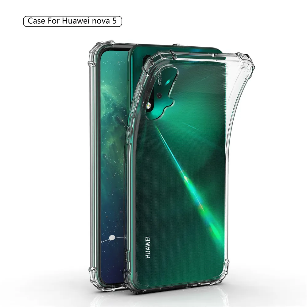 Мягкий чехол для телефона HuaWei Mate30Lite Nova5i Nova5 5Pro P30Lite угловой бампер прозрачная