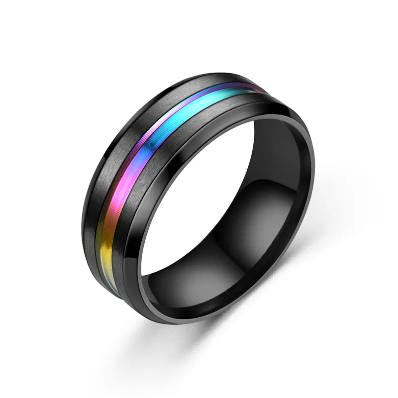 

8mm Fashion Men's Gold Groove Beveled Edge Black Tungsten Wedding Carbon Fiber Ring Punk Gear Wheel Stainless Steel Ring For Men