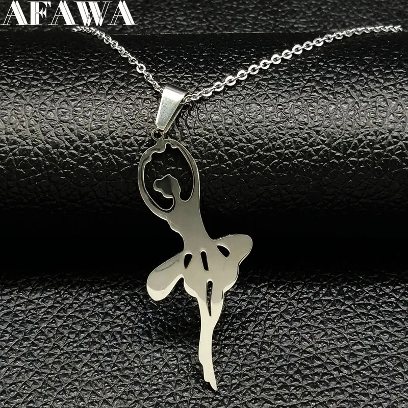 

Fashion Ballet Dancer Stainless Steel Necklaces Women Silver Color Chain Necklace Jewellery cadenas hombre N18180S05