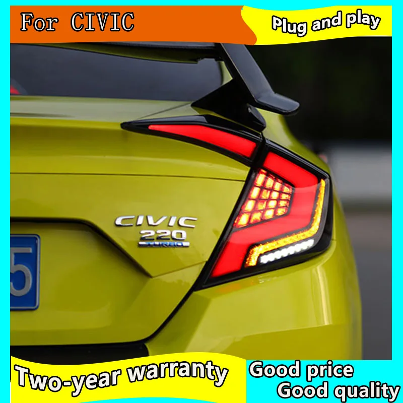 

Автомобильный Стайлинг для Honda Civic G10, задние фонари, 10 седан, 2016, 2017, 2018, 2019, 12 В, светодиодные задние фонари, задний фонарь, задний фонарь