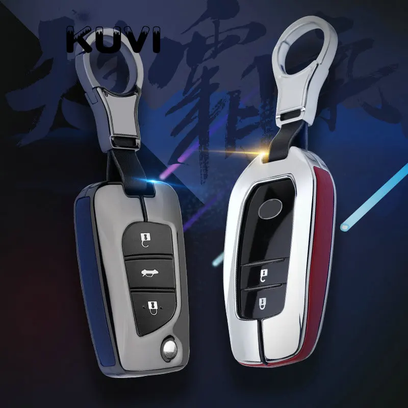 Кожаный чехол для автомобиля с откидной крышкой для Toyota Yaris eiz Carola Rav4 Highlander, складной брелок для ключей, автомобильный стиль