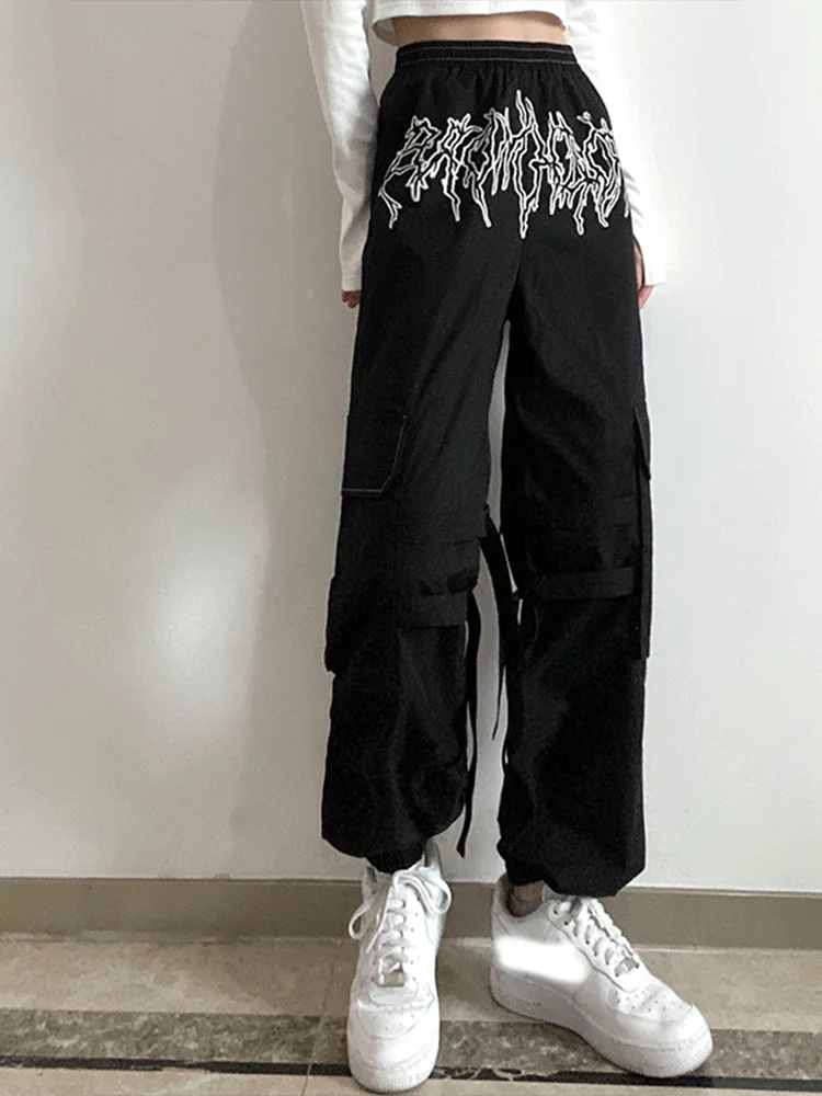 Винтажные штаны InsGoth с асимметричным рисунком для инструментов большими