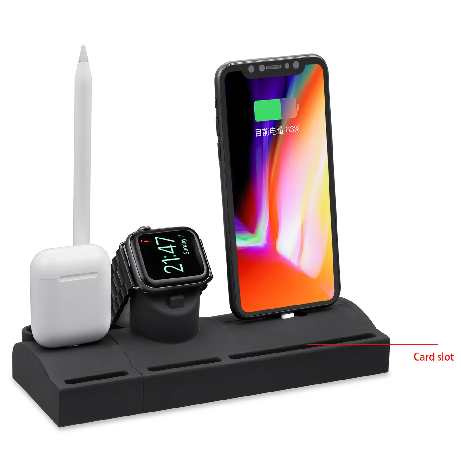 Зарядная док станция Besegad 4 в 1 подставка с магнитом для Apple Watch iWatch 5 iPhone Pro Max Airpods