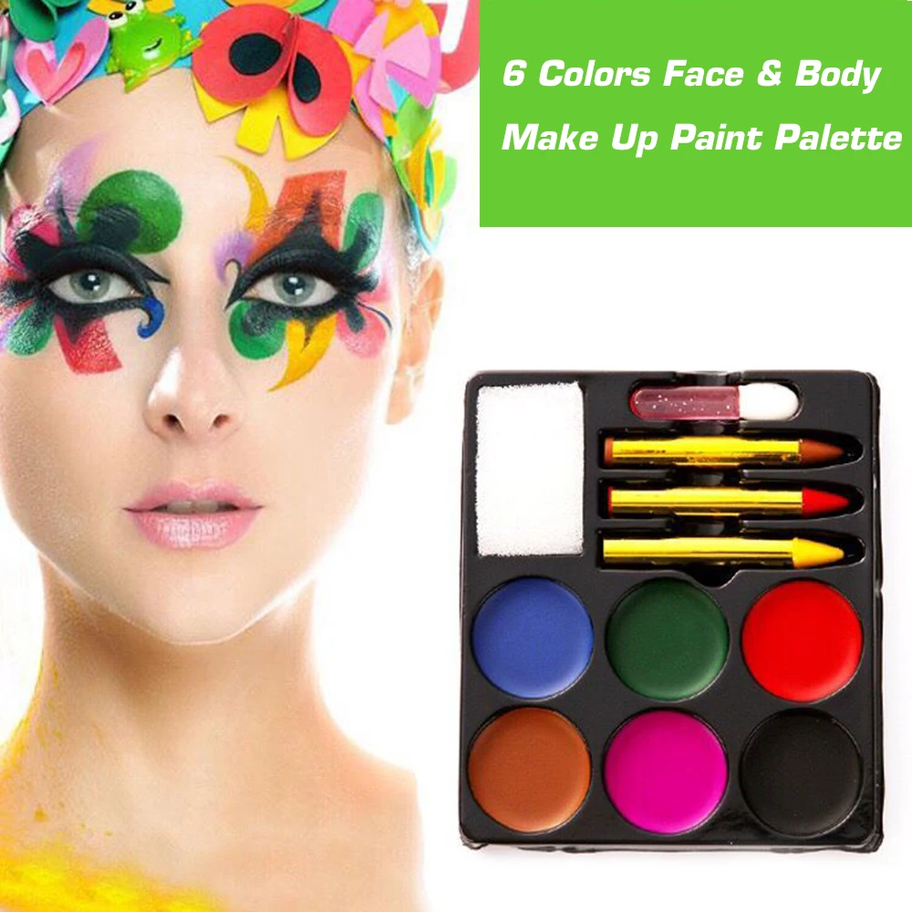 Палетка макияж для лица 6 цветов масляная краска тела вечевечерние НКИ на