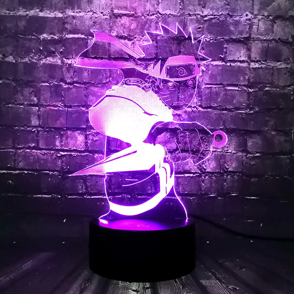 Крутой 3D Визуальный Японский Аниме Комикс Наруто 7 цветов светодиодный Декор для
