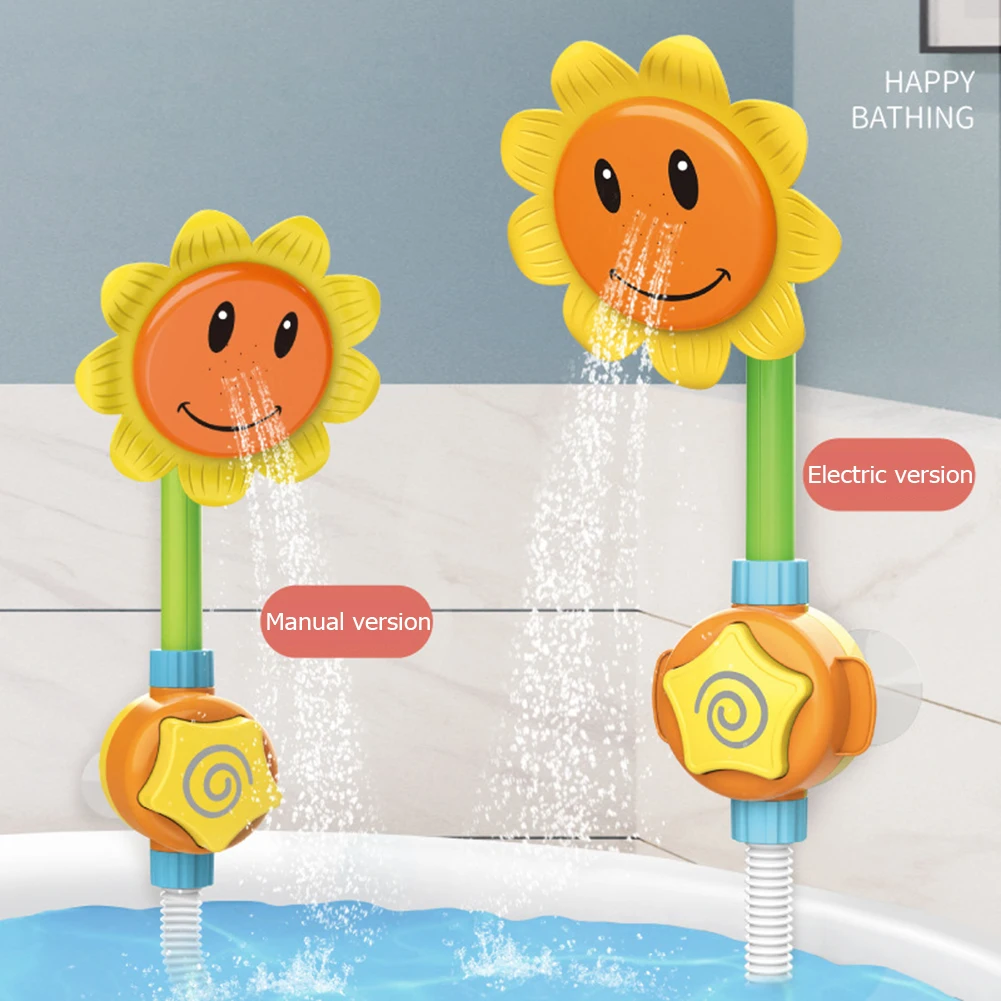 

Baby Electric Manual Sunflower Shower Bath Toddlers Summer Water Spray Sprinkler Toys for Kids Outside Pool Bathtub Toy