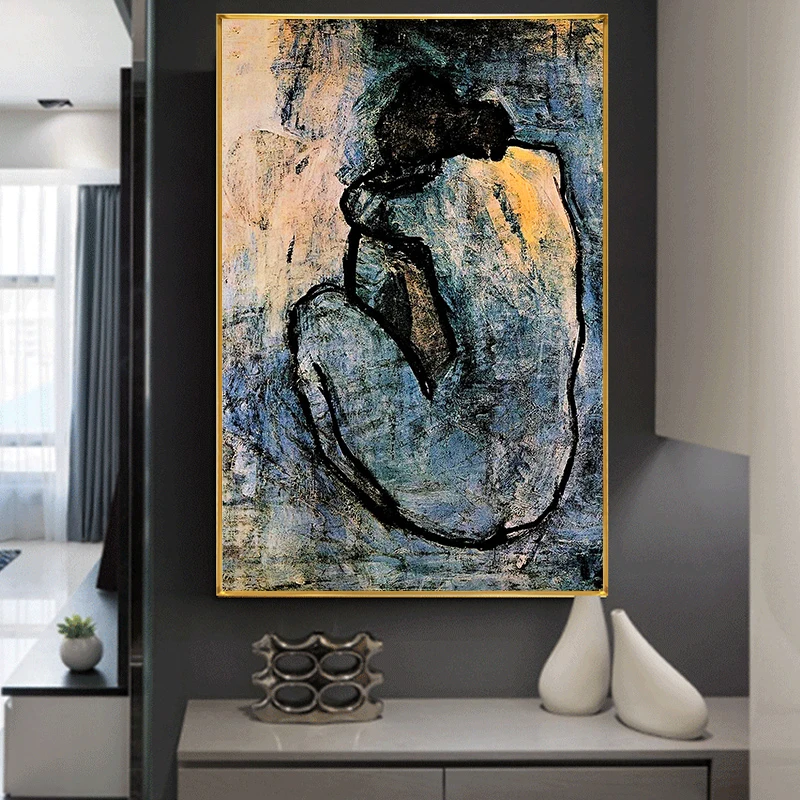 

Famous Painting Blue Nude By Pablo Picasso Canvas Painting Poster and Prints Wall Art Cuadros Pictures for Living Room Decor