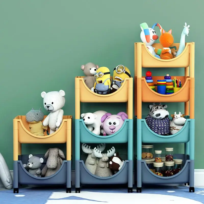 

Kids Toys Organizer 2/4 Tiers Multifunction Storage Rack Holder Plastic Bin Box Sundries Organizer Children Playroom Stand Shelf