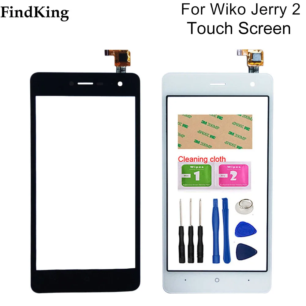 

5'' Mobile Touch Screen For Wiko Jerry 2 Touch Screen Front Glass Capacitive Digitizer Panel Lens Sensor Tools 3M Glue