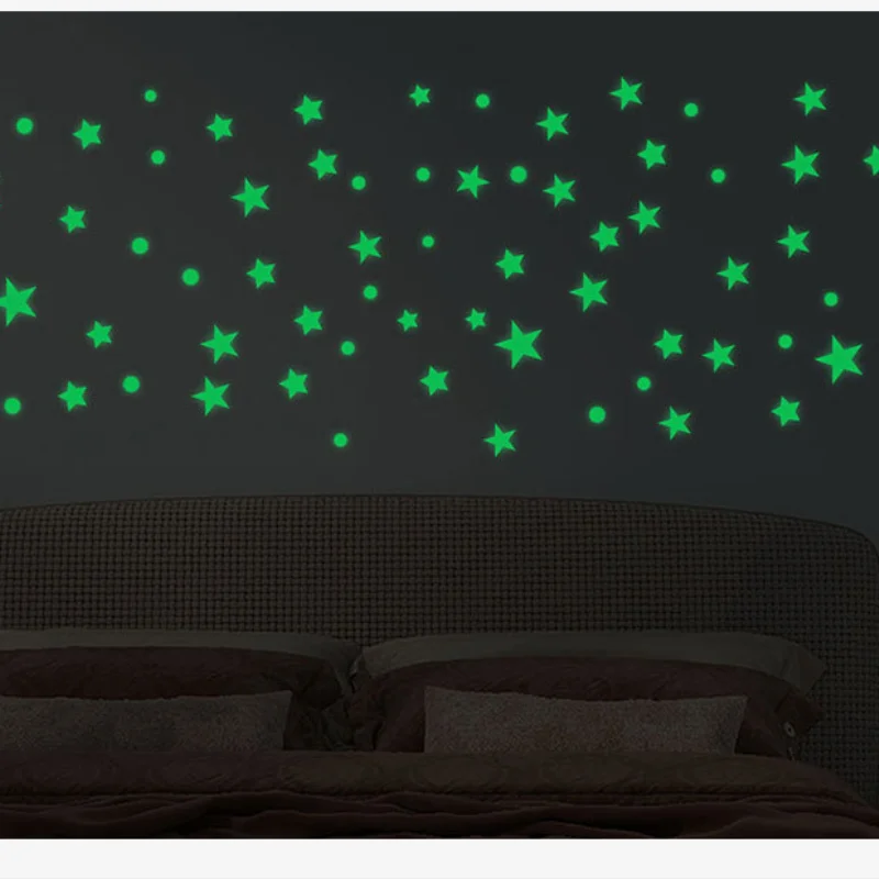 

Luminous Polka Circles Dots Wall Sticker for Kids Rooms Ceiling Wall Decals Glow in the Dark Peel & Stick Round Art Mural