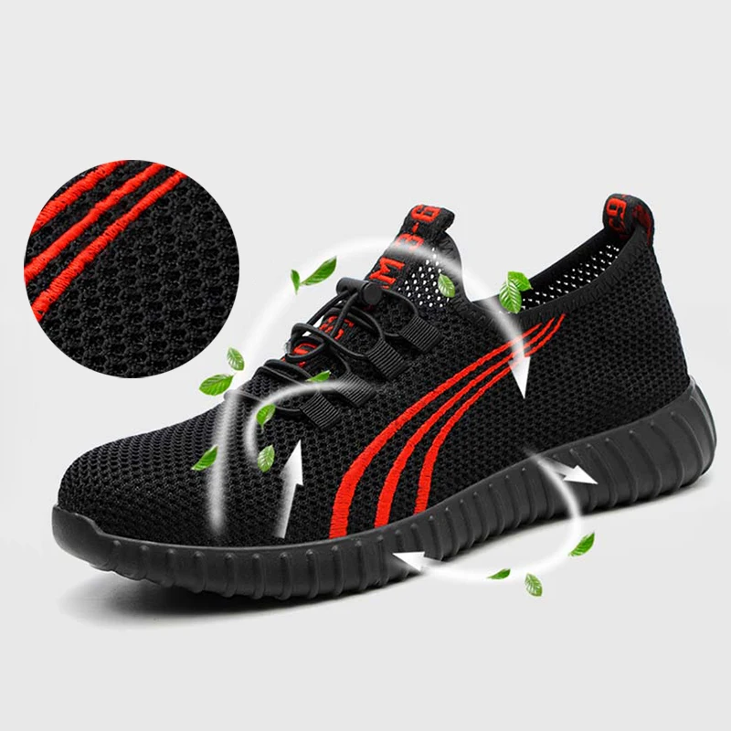 2019 г. Летняя дышащая мужская рабочая обувь модная сетчатая со стальным носком