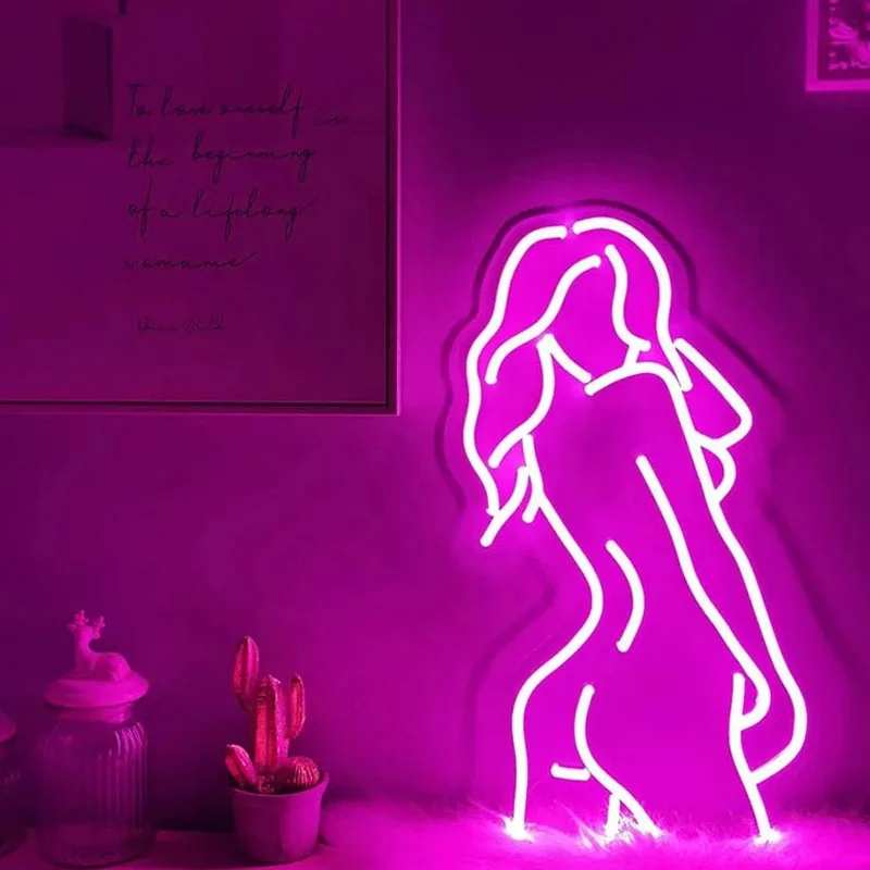 

Custom Neon Sign Woman Body Sexy Lady Female Pose Back Nude Girl Real Neon Sign Art Beer Bar Light Gift Bedroom Home Wall Decor