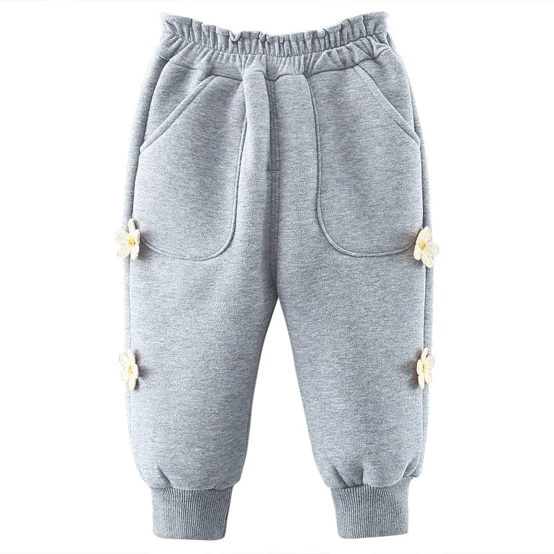 

0-3 Years Girls Autumn Pants COTTON Elastic Waist Appliques Baby Girl Fleece Lined Jogger Pants Casual Trousers for Kids Girls