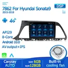 Автомобильный мультимедийный плеер, 6 + 128 ГБ, 4G LTE, Android 10, для Hyundai Sonata 7 LF 9 2015 2016 2018, навигация GPS, стерео, DVD