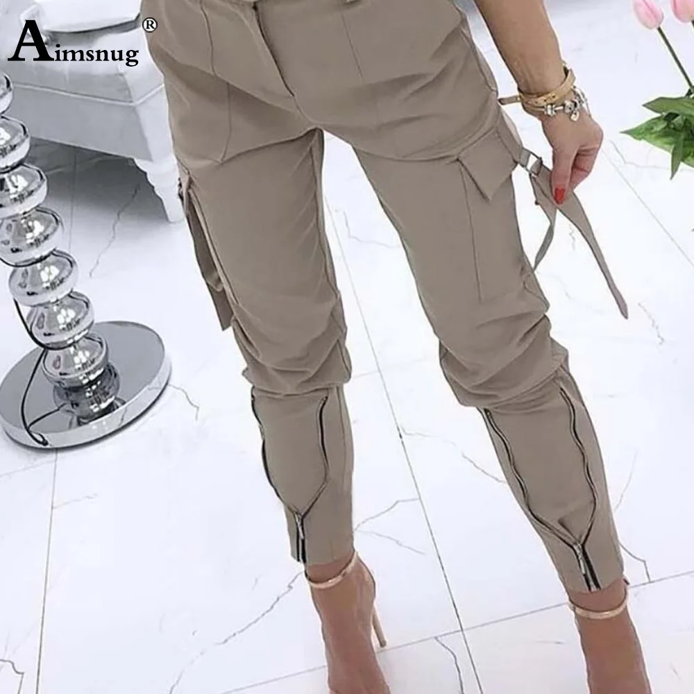 

High Waist Pants Women's Pencil Trouser Fashion Zipper Pocket Ladies Streetwear Casual Skinny Pantalon Female Ankle-Length Pants