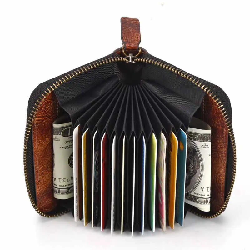 Luufan Мужской мягкий кошелек из натуральной кожи на молнии для монет Wowen ID чехол