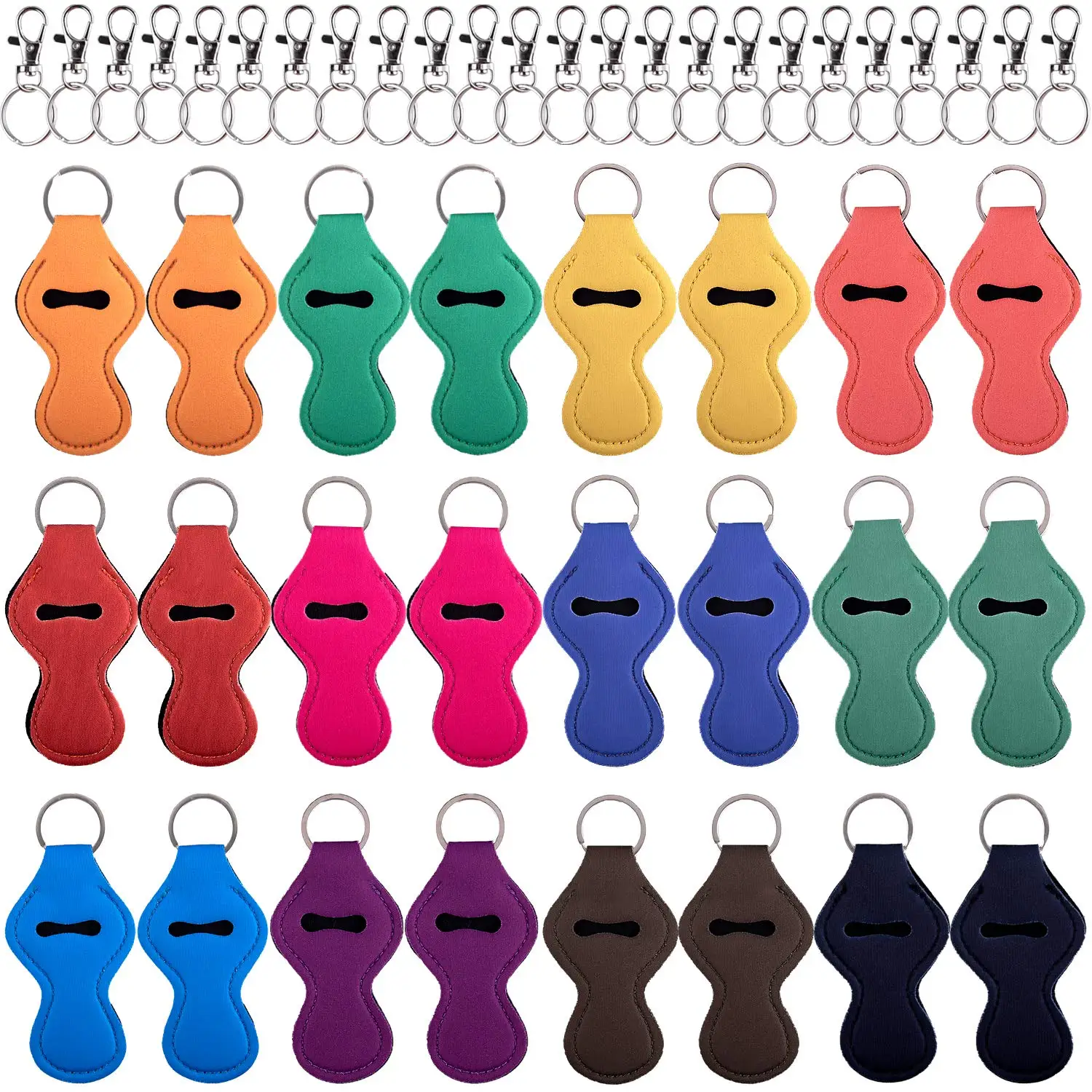 

20pcs Pure Color Chapstick Holder Keychain Mini Lipstick Storage Bag Holder Lightweight Portable Keychain Pouch Christmas