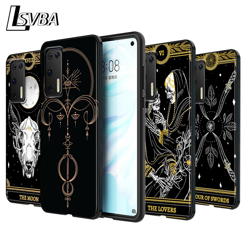 

Death Tarot Silicone Phone Case for Huawei P30 P20 P40 Lite E Pro P Smart Z Plus 2019 P10 P9 Lite Black Cover