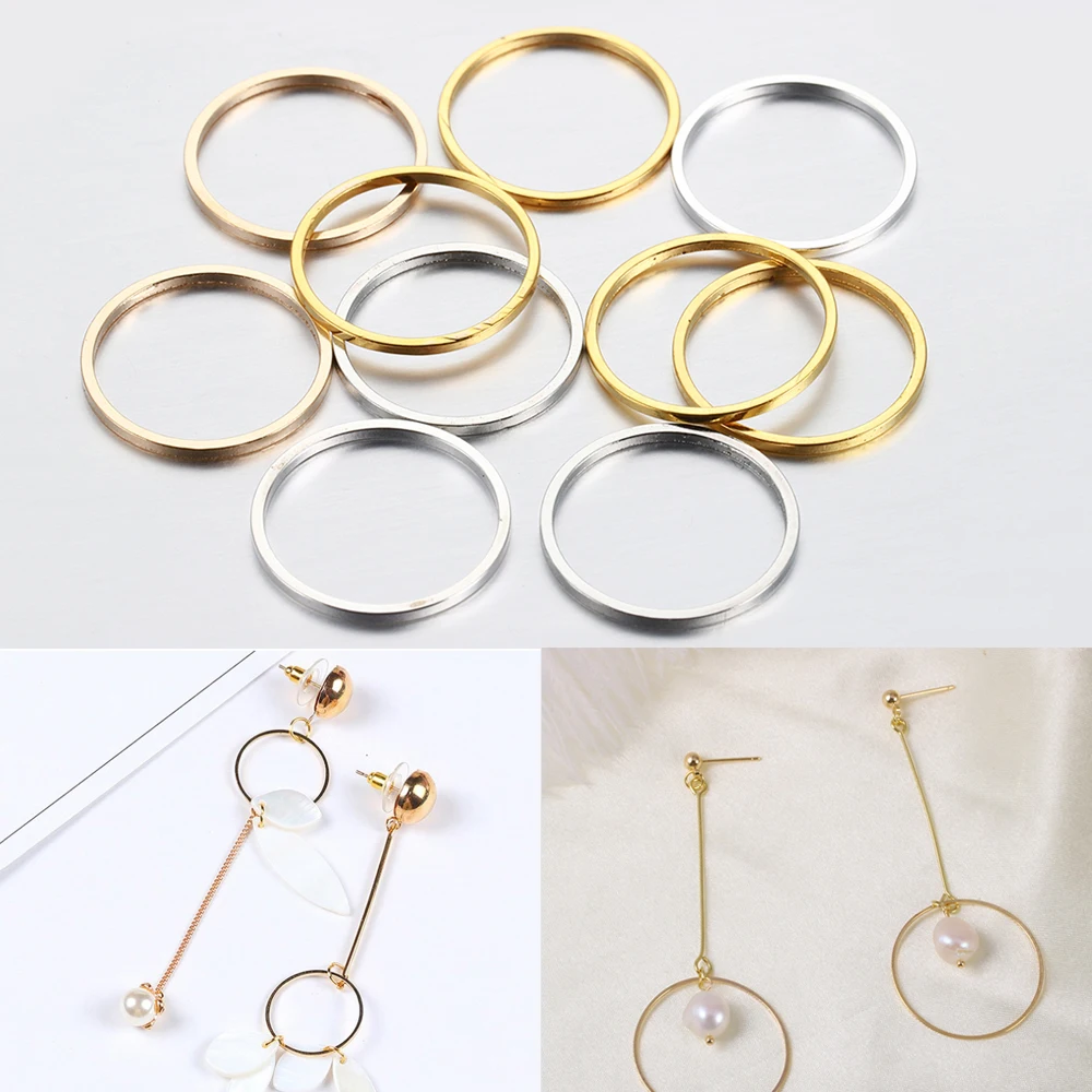 20-50pcs Round Diameter 8-40mm Hoops Earrings Wires Connectors Closed Rings For DIY Pendant Jewelry Making Accessories Supplies 