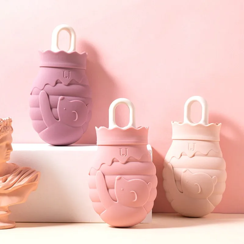 

Hot Water Bag Microwave Heating Silicone Bottle Winter Heater With Knitted Covers Warming Products Warm Water Bags