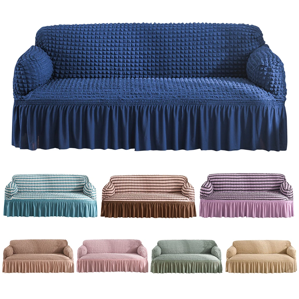 Однотонный эластичный чехол для дивана в гостиную набивной клетчатый секционный