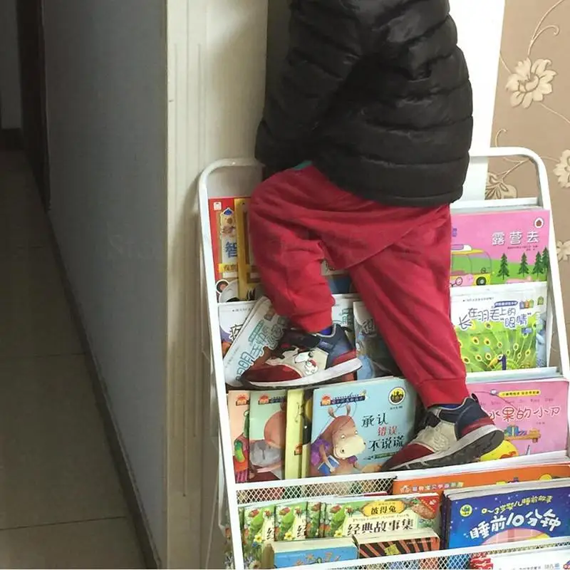 Детская книжная полка стеллажи для газет напольная начальной школы простая