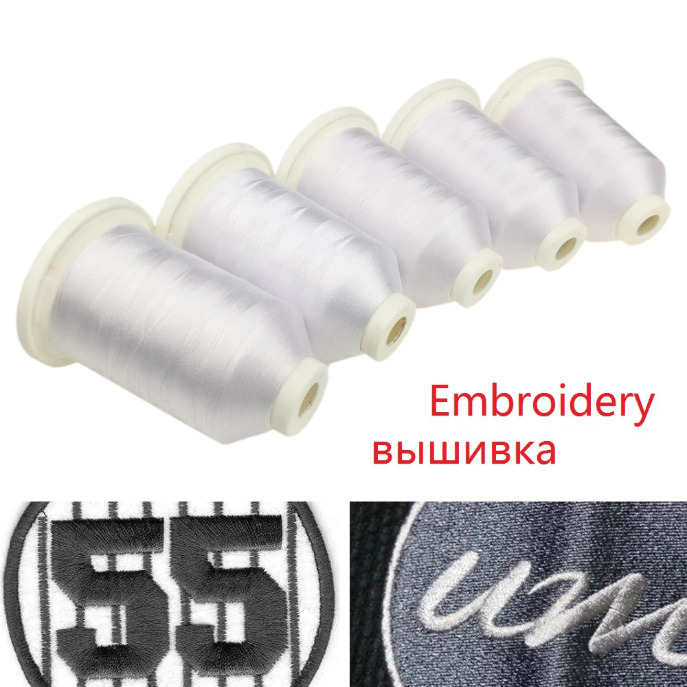 Sanbest 5000 м полиэфирная нить для вышивки, однотонная черно-белая нить для шитья, высокое качество, высокопрочные нитки 120D/2 DIY TH00025
