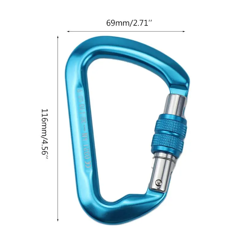 

30KN Aluminum Alloy D-Shaped Carabiner Hold 6614lbs for Hammocks Rock Climbing