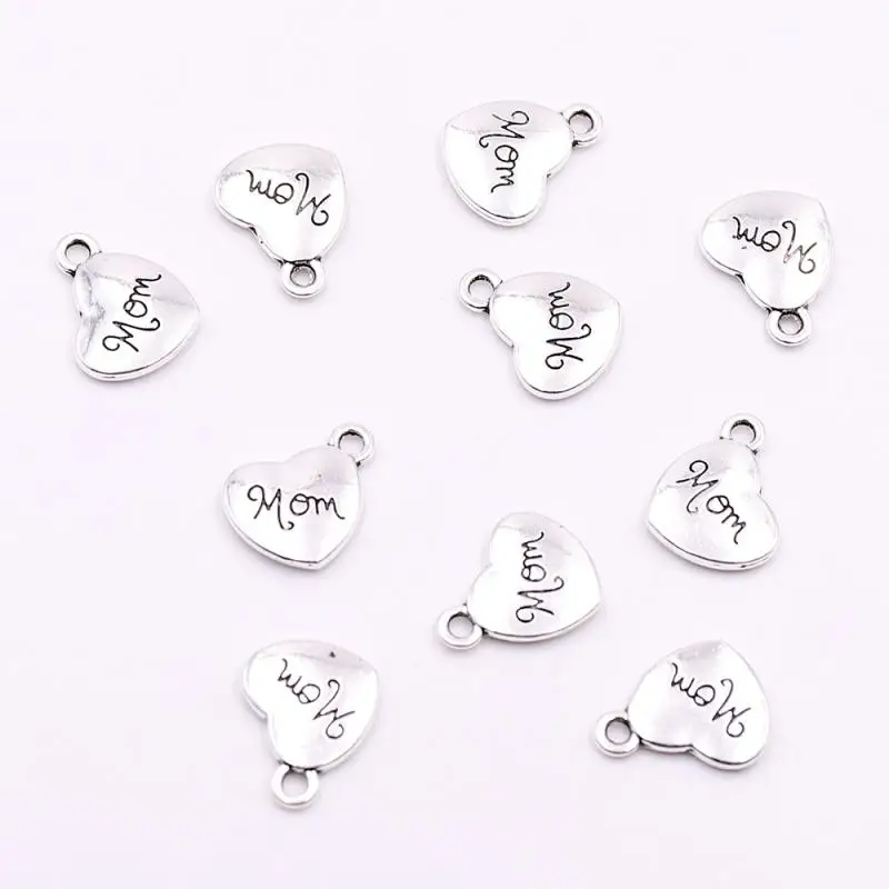 10 шт 30 Тибетский серебристый металлический Подвески мама сердце подвески оптом